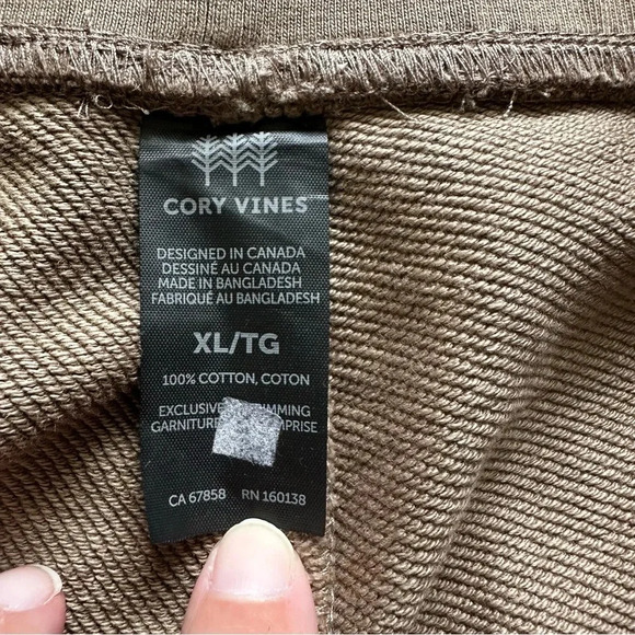 Cory Vines Men’s Jogger Sweatpants Size XL Brown 100% Cotton Canada Athleisure - Picture 3 of 8